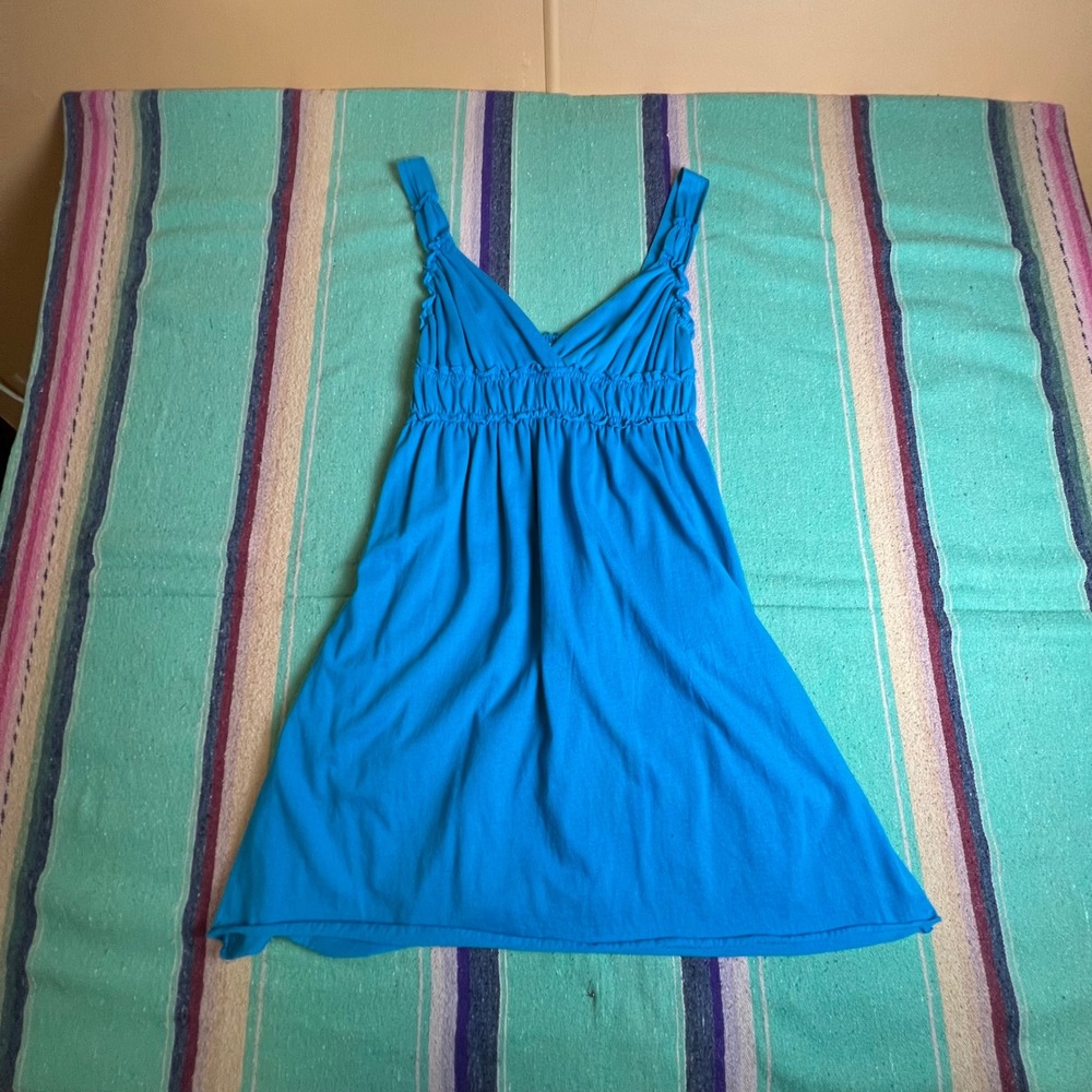 Joe Wear It Declare It Dress Womens L Blue Smocked Empire Waist Ruffle Y2K Boho